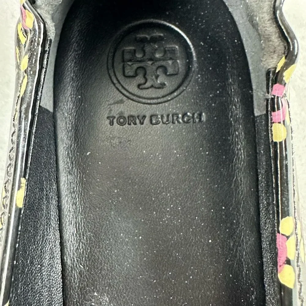 Tory Burch Women's 9‎ Patent Leather Floral Print Ballet Flat Black Daisy Print